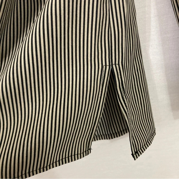 New Notations Black Tan Striped Office Career Long Sleeve Button Down Large - Picture 11 of 12
